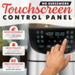 Gourmia Air Fryer - 8 Qt Extra Large Capacity, FryForce360º, Digital Display with 12 Presets, Roast, Bake, Broil, Dehydrate, Dishwasher Safe Accessories, Stainless Steel - Image 4