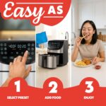 Gourmia Air Fryer - 8 Qt Extra Large Capacity, FryForce360º, Digital Display with 12 Presets, Roast, Bake, Broil, Dehydrate, Dishwasher Safe Accessories, Stainless Steel - Image 11