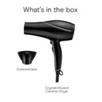 Conair Hair Dryer Style & Shine Natural Crystal Collection, 1875W Hairdryer, 3 Heat Settings, 2 Speeds, Blow Dryer with Concentrator Attachment, Ionic & Hematite-Infused Ceramic Technology, Black - Image 10