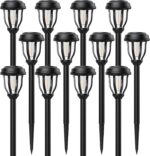 DERAYSION 12 Pack Solar Lights Outdoor, Solar Pathway Lights Auto On/Off Waterproof Garden Landscape Lighting for Path, Yard, Walkway, Driveway Decor - Image 3