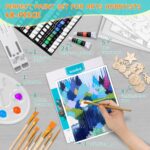 koseibal Acrylic Art Set with 24 Acrylic Paints, 8 DIY Wooden Stencils 5 Canvas Panels 8 Brushes, Table Easel, Etc, Painting Supplies Kit for Kids Students Artists and Beginner - Image 3