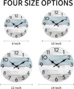 Wall Clock Silent Non-Ticking Wooden Clocks Battery Operated 8 Inch Small Country Retro Rustic and Beach Style Decorative for Kitchen, Home, Bathroom, Bedroom (Blue) - Image 6