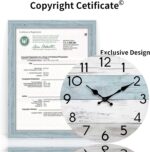 Wall Clock Silent Non-Ticking Wooden Clocks Battery Operated 8 Inch Small Country Retro Rustic and Beach Style Decorative for Kitchen, Home, Bathroom, Bedroom (Blue) - Image 10