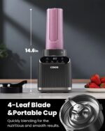 GDOR Professional Blender for Kitchen, 1200 Peak Watts Smoothie Blender, 5 Functions for Ice Crushing & Frozen Fruit, 52 Oz Glass Jar & 24 Oz To-Go Cup Combo, Self-Cleaning, Gray - Image 6