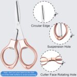 Tatuo 8 Pcs Stainless Steel Scissors Folding Mini Scissor Anti Rust Portable Keychain Scissors Small Glasses Shaped Compact Shear Telescopic Cutter for Travel School Office (Folding, Folding Style) - Image 3