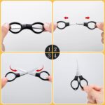 Tatuo 8 Pcs Stainless Steel Scissors Folding Mini Scissor Anti Rust Portable Keychain Scissors Small Glasses Shaped Compact Shear Telescopic Cutter for Travel School Office (Folding, Folding Style) - Image 7