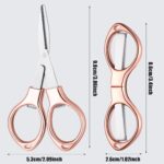 Tatuo 8 Pcs Stainless Steel Scissors Folding Mini Scissor Anti Rust Portable Keychain Scissors Small Glasses Shaped Compact Shear Telescopic Cutter for Travel School Office (Folding, Folding Style) - Image 8