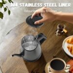 Gooseneck Electric Kettle 1.0L, 1000W Quick Heat-Up In 3 Min, 100% Stainless Steel Tea Kettle, Pour Over Coffee Kettles For Office/Travel/Kitchen, Auto Shut-Off Protection, Black Star Design, BPA-Free - Image 4