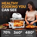 Big Boss Air Fryer, Super Sized 16 Quart Large Oven Glass Air Fryer, Infrared Convection Healthy Meal Electric Cooker with Timer, Dishwasher Safe, Plus 50+ Recipe Book, White, M (9064) - Image 3