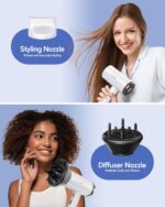 Wavytalk Hair Dryer with Diffuser 1875W Ionic Blow Dryer for Fast Drying with Concentrator Lightweight White. - Image 7