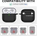 Ljusmicker for AirPods 4 Case 2024 with Cleaner Kit,Soft Silicone Protective Cover for Apple AirPods 4th Generation Cases for Women Men,AirPod 4 Case Accessories with Keychain-Black - Image 3