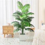 4ft 2pcs Large Artificial Plants Fake Palm Tree Tropical Palm Leaves Faux Palm Plants Tall Tree Indoor Real Touch Plastic Monstera Leaves for Home Garden Outdoor Office Decor (4ft/125cm-2pcs) - Image 5