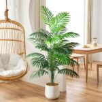 4ft 2pcs Large Artificial Plants Fake Palm Tree Tropical Palm Leaves Faux Palm Plants Tall Tree Indoor Real Touch Plastic Monstera Leaves for Home Garden Outdoor Office Decor (4ft/125cm-2pcs) - Image 6