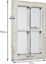 Rustic Small Window Pane Mirror Wall Decor 11 x 16 inches, Hanging Distressed White Farmhouse Rectangle Wood Frame Mirror, Handmade Decorative Window Mirrors for Living Room Christmas - Image 4