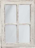 Rustic Small Window Pane Mirror Wall Decor 11 x 16 inches, Hanging Distressed White Farmhouse Rectangle Wood Frame Mirror, Handmade Decorative Window Mirrors for Living Room Christmas - Image 5