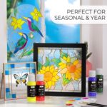 Nicpro 18 Colors Stained Glass Paint Set, 1oz / 30ml Waterproof Acrylic Enamel & Ceramic Glass Painting Kit for Arts on Transparent Wine Glasses Jars Windows with 6 Brushes & 1 Palette, Opaque Finish - Image 7