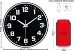 Wall Clock, 8inch Modern Silent Non-Ticking Wall Clocks Battery Operated with Large Easy-to-Read Numbers Tempered Glass, Decorative Analog Clock for Bedroom Living Room Kitchen Gym,Black White - Image 4