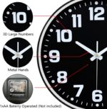 Wall Clock, 8inch Modern Silent Non-Ticking Wall Clocks Battery Operated with Large Easy-to-Read Numbers Tempered Glass, Decorative Analog Clock for Bedroom Living Room Kitchen Gym,Black White - Image 7