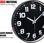 Wall Clock, 8inch Modern Silent Non-Ticking Wall Clocks Battery Operated with Large Easy-to-Read Numbers Tempered Glass, Decorative Analog Clock for Bedroom Living Room Kitchen Gym,Black White - Image 8