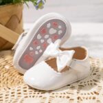 Oamico Infant Baby Girls Mary Jane Flats Non Slip Rubber Sole with Bownot Toddler First Walkers Princess Wedding Dress Shoes - Image 4