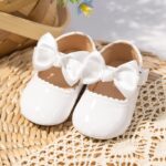 Oamico Infant Baby Girls Mary Jane Flats Non Slip Rubber Sole with Bownot Toddler First Walkers Princess Wedding Dress Shoes - Image 8