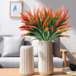 8 Pcs Outdoor Fake Plants UV Resistant Artificial Tall Grass Plants Faux Tropical Flowers Bushes Fall Winter Summer Planters Yard Patio Front Porch Décor Plastic Greenery Shrubs Decoration - Image 3