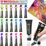 Watercolor Paint Set with 18 Large Paints (24ml&50ml) - More Blending, Painting Kit with Table Easel, Pre-Drawn & Blank Canvas, Watercolor Papers, Brushes, Palette, Art Supplies for Beginners Young Artists - Image 5