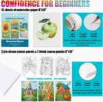 Watercolor Paint Set with 18 Large Paints (24ml&50ml) - More Blending, Painting Kit with Table Easel, Pre-Drawn & Blank Canvas, Watercolor Papers, Brushes, Palette, Art Supplies for Beginners Young Artists - Image 6