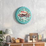 Menterry Bottle Cap Design Iron Retro Wall Clock, 13 inch Vintage Style, Silent Non-Ticking Battery Operated Creative Decor Wall Clocks for Cafes,Farmhouse,Office,Kitchen (Blue) - Image 8