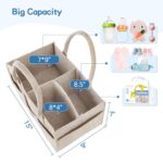 Maliton Baby Diaper Caddy Organizer for Changing Table, Nursery Storage Bin Basket with Handle, Felt Diaper Organizer Suitable for Indoor Outdoor (Khaki) - Image 3
