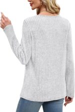 XIEERDUO Tunic Sweaters for Women Long Sleeve Shirts Crew Neck Tops with Buttons Fall Fashion Outfits Winter Clothing - Image 6