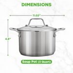 NutriChef 3-Quart Stainless Steel Soup Pot - 18/8 Food Grade Heavy Duty Cookware, Stock Pot, Stew Pot, Simmering Pot Kitchenware w/See Through Lid, Dishwasher Safe, For Induction Gas Ceramic Cooktops - Image 6