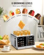 Keenstone Toaster 4 Slice, Digital Smart Toaster with TouchScreen, Dual Control Panel, Single Slot Toasting, Timer, Reheat & Defrost for Bagels, Bread, Waffles, Stainless Steel Kitchen Essentials - Image 5