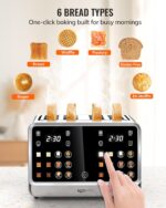 Keenstone Toaster 4 Slice, Digital Smart Toaster with TouchScreen, Dual Control Panel, Single Slot Toasting, Timer, Reheat & Defrost for Bagels, Bread, Waffles, Stainless Steel Kitchen Essentials - Image 6