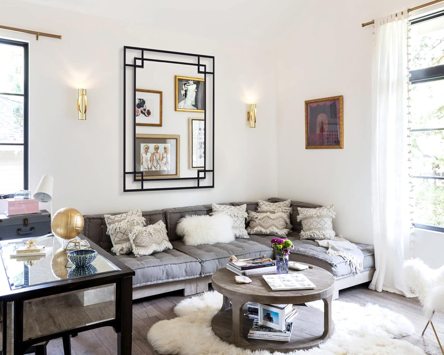 Chende Large Wall Mirror for Decor, 28'x40'' Black Bathroom Mirror with Metal Frame, Elegant Decorative Mirror for Entrance, Dining Room, Bedroom - Image 6