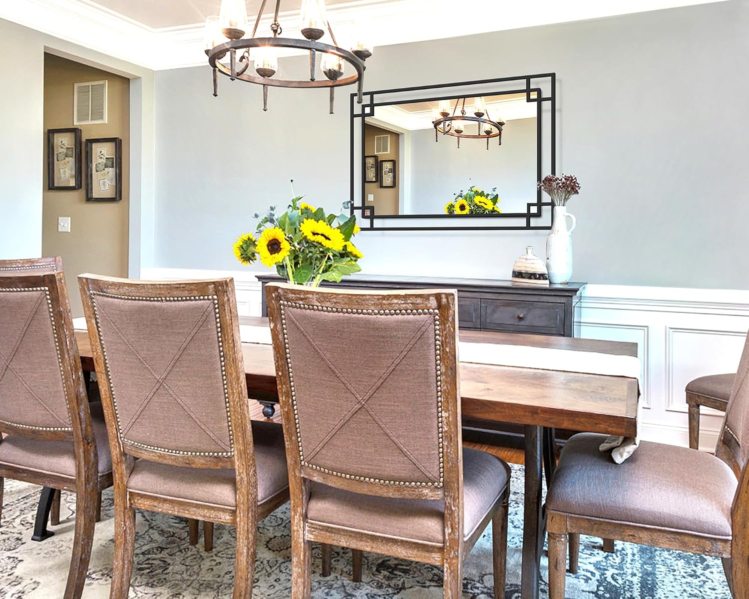 Chende Large Wall Mirror for Decor, 28'x40'' Black Bathroom Mirror with Metal Frame, Elegant Decorative Mirror for Entrance, Dining Room, Bedroom - Image 7