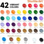 Shuttle Art Acrylic Paint, 42 Colors Acrylic Paint Set with 12 Brushes, 2oz/60ml Bottles, Rich Pigmented, Water Proof, Premium Paints for Artists, Beginners and Kids on Canvas Rocks Wood Ceramic - Image 4