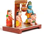 LOVENSPIRE Wooden Krishna Makhan Chor Leela for Janmashtmi Golu Decoration Handpainted Kondapalli Krishna Set Show-Piece for Home Temple Shelf Display Table Decor Gifting Item - Image 6
