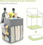 Maliton Changing Table Diaper Organizer - Baby Hanging Diaper Stacker Nursery Caddy Organizer for Cribs Playard Baby Essentials Storage - Hold 52+ Diapers - 18.5" x 10.5" x 8" (Gray) - Image 3