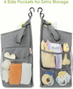 Maliton Changing Table Diaper Organizer - Baby Hanging Diaper Stacker Nursery Caddy Organizer for Cribs Playard Baby Essentials Storage - Hold 52+ Diapers - 18.5" x 10.5" x 8" (Gray) - Image 7