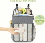 Maliton Changing Table Diaper Organizer - Baby Hanging Diaper Stacker Nursery Caddy Organizer for Cribs Playard Baby Essentials Storage - Hold 52+ Diapers - 18.5" x 10.5" x 8" (Gray) - Image 8