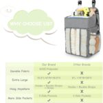 Maliton Changing Table Diaper Organizer - Baby Hanging Diaper Stacker Nursery Caddy Organizer for Cribs Playard Baby Essentials Storage - Hold 52+ Diapers - 18.5" x 10.5" x 8" (Gray) - Image 10