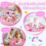 Unicorn Baby Gym Play Mat, 9-in-1 Tummy Time Mat with 7 Baby Toys, Washable Baby Activity Mat for Visual, Sensory, Motor Development, Newborn Baby Toys Gift for Toddler 0-3-4-6-9-12 Months - Image 4