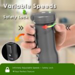 Cordless Immersion Hand Blender, 5-in-1 Variable Speed blender handheld,Rechargeable with 2000mAh Battery, BPA-Free & Dishwasher-Safe Accessories:700ml Beaker,Chopper,Whisk & Milk Frother,Grey - Image 3