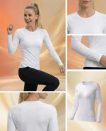 TELALEO 4 Pack Women's Compression Shirt Long Sleeve Performance Workout Baselayer Athletic Top Sports Gear - Image 6