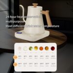 Electric Kettles, Gooseneck Electric Kettle, ±1℉ Temperature Control, Stainless Steel Inner, Quick Heating, for Pour Over Coffee, Brew Tea, Boil Hot Water, 0.9L (White) - Image 4