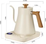 Electric Kettles, Gooseneck Electric Kettle, ±1℉ Temperature Control, Stainless Steel Inner, Quick Heating, for Pour Over Coffee, Brew Tea, Boil Hot Water, 0.9L (White) - Image 10