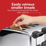 Hamilton Beach 24782 Retro Toaster with Wide Slots, Sure-Toast echnology, Bagel & Defrost Settings, Auto Boost to Lift Smaller Breads, 4 Slice, Polished Stainless Steel - Image 4