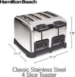 Hamilton Beach 24782 Retro Toaster with Wide Slots, Sure-Toast echnology, Bagel & Defrost Settings, Auto Boost to Lift Smaller Breads, 4 Slice, Polished Stainless Steel - Image 9