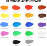 GOTIDEAL Acrylic Paint Set with 10 Brushes, 18 Colors Outdoor/Indoor (59ml, 2 oz) Art Craft Paint Non Toxic, Perfect for Hobby, Artist, Adults, Ideal for Canvas Wood Clay Ceramic Paint Supplies - Image 3
